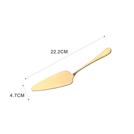 Image de Outil de Cuisson Couteau à Gâteau à Tarte Dentelé en Acier Inoxydable Doré 22.2cm x 4.7cm, 1 Pièce