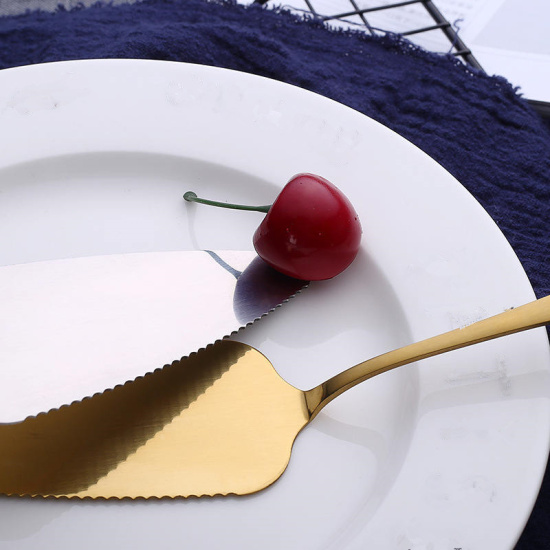 Image de Outil de Cuisson Couteau à Gâteau à Tarte Dentelé en Acier Inoxydable Bleu 22.2cm x 4.7cm, 1 Pièce