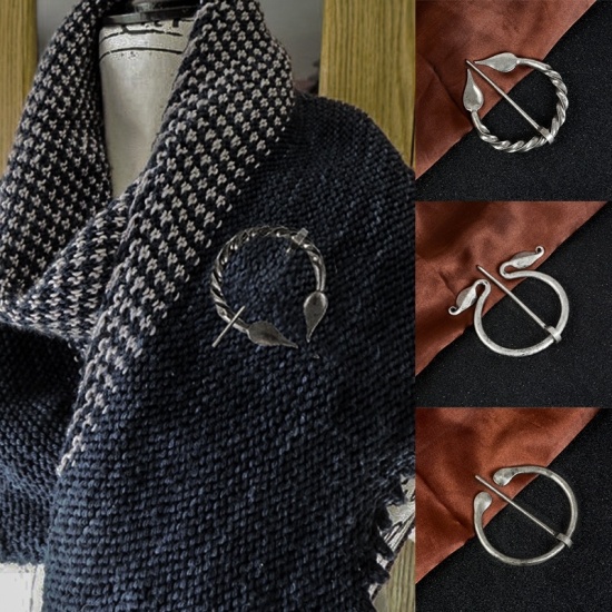 Picture of Viking Brooch Geometric Antique Silver Vintage 6.9cm x 5.6cm, 1 Piece