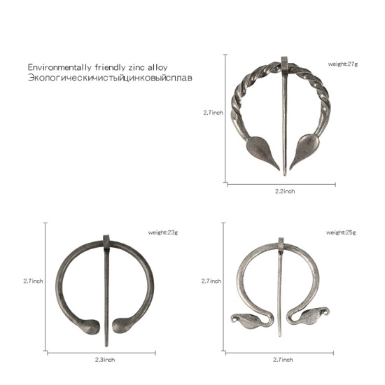 Picture of Viking Brooch Geometric Antique Silver Vintage 6.9cm x 5.6cm, 1 Piece