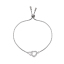 Immagine di Acciaio Inossidabile Slider Regolabile Bolo Bracciale / Presentazione Tono Argento Cuore Trasparente Strass 6cm Dia, 1 Pz