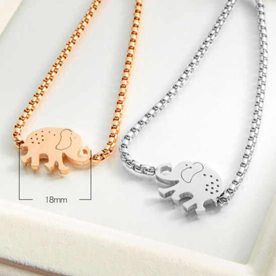 Picture of Stainless Steel Adjustable Slider/ Slide Bolo Bracelets Silver Tone Elephant Animal 24cm(9 4/8") long, 1 Piece