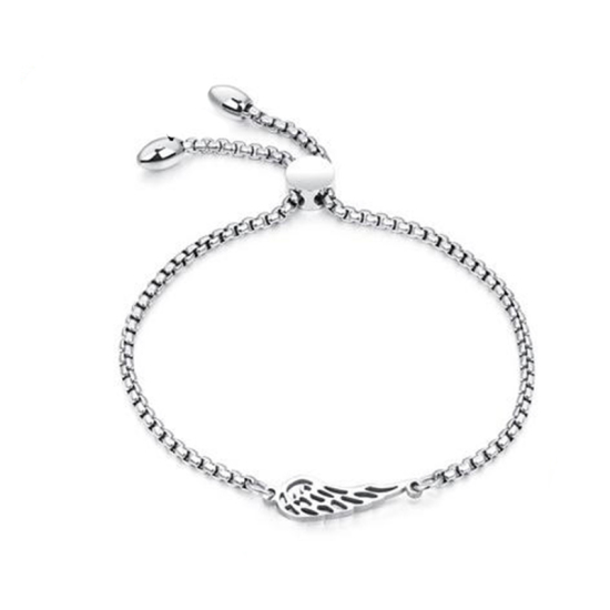 Imagen de Acero Inoxidable Ajustable Slider/ Slide Pulsera Tono de Plata Ala 25cm longitud, 1 Unidad