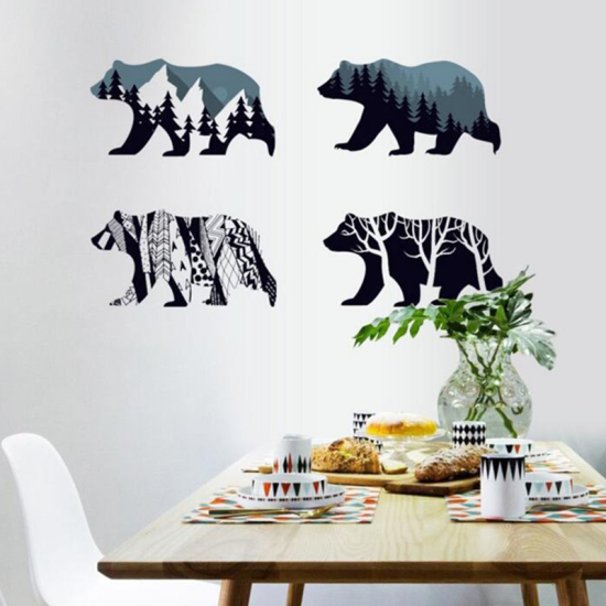 Image de Autocollant Sticker Décoration Murale en PVC Gris Ours 198cm x 25.7cm, 1 Pièce