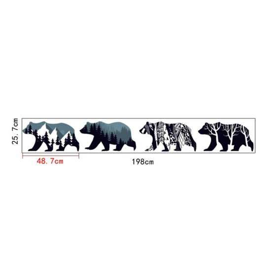 Image de Autocollant Sticker Décoration Murale en PVC Gris Ours 198cm x 25.7cm, 1 Pièce