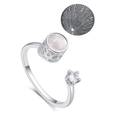 Brass 100 Different Languages for "I Love You" Love Memory Nanotechnology Projective Open Rings Platinum Plated Clear Cubic Zirconia 20mm( 6/8")(US Size 10.25), 1 Piece