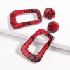 Picture of PU Leather Earrings Red Rectangle Snake Skin Print 6.2cm(2 4/8") x 3cm(1 1/8"), 1 Pair