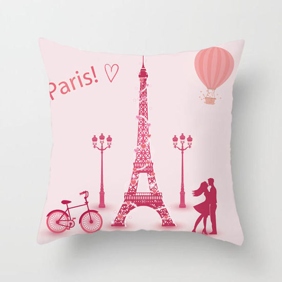 Picture of Peach Skin Fabric Pillow Cases Red Square Heart 45cm x 45cm, 1 Piece