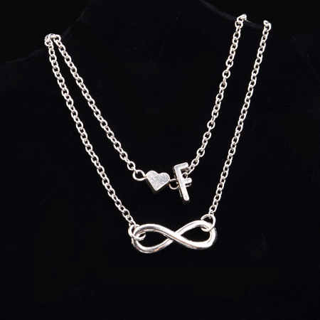 Picture of Bracelets Silver Tone Infinity Symbol Initial Alphabet/ Capital Letter Message " F " 21cm(8 2/8") long, 1 Piece