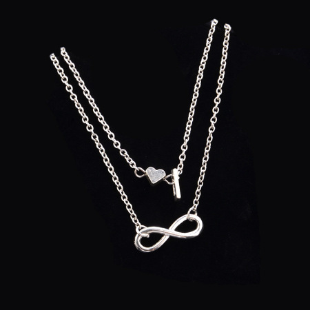 Picture of Bracelets Silver Tone Infinity Symbol Initial Alphabet/ Capital Letter Message " I " 21cm(8 2/8") long, 1 Piece
