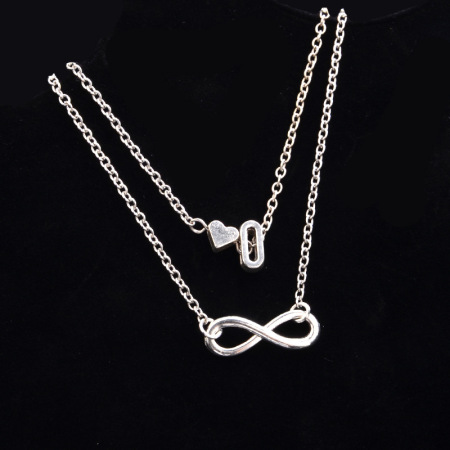 Picture of Bracelets Silver Tone Infinity Symbol Initial Alphabet/ Capital Letter Message " O " 21cm(8 2/8") long, 1 Piece