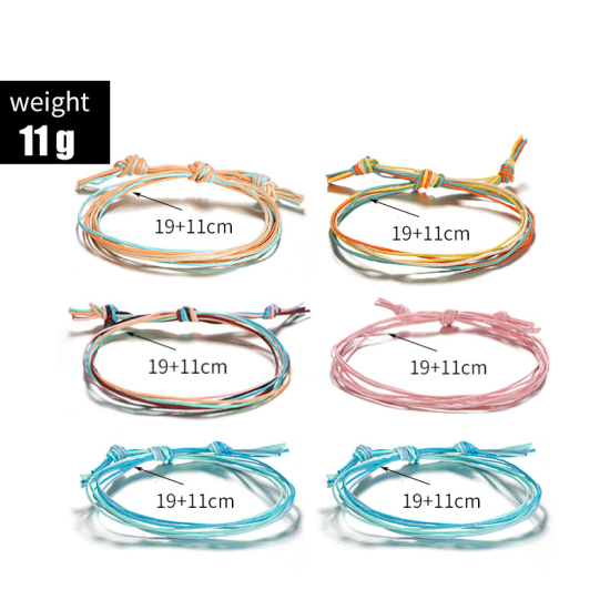 Picture of Boho Chic Bohemia Bracelet Set Mixed Multicolor 19cm(7 4/8") long, 1 Set ( 4 PCs/Set)