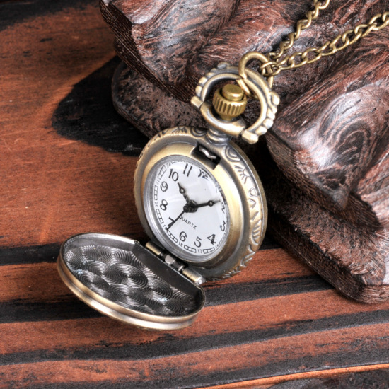 Bild von Taschenuhr Uhr (inkl. Batterie) Rund Bronzefarbe Hirsch Muster 1 Stück