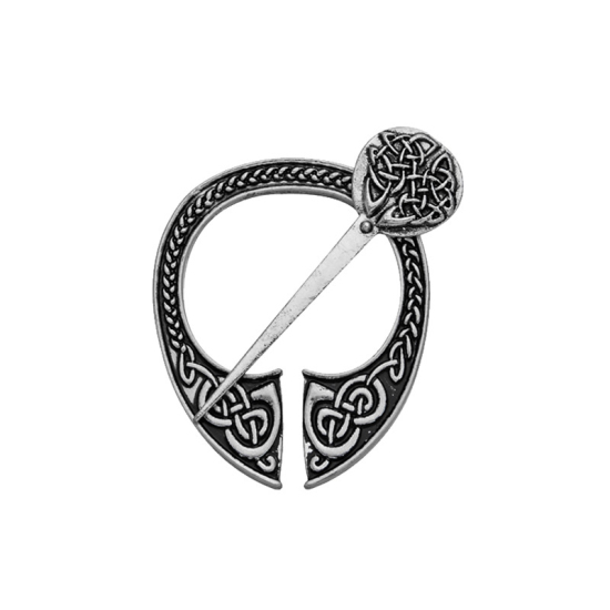 Picture of Viking Brooch Oval Antique Silver Color 38mm x 31mm, 1 Piece