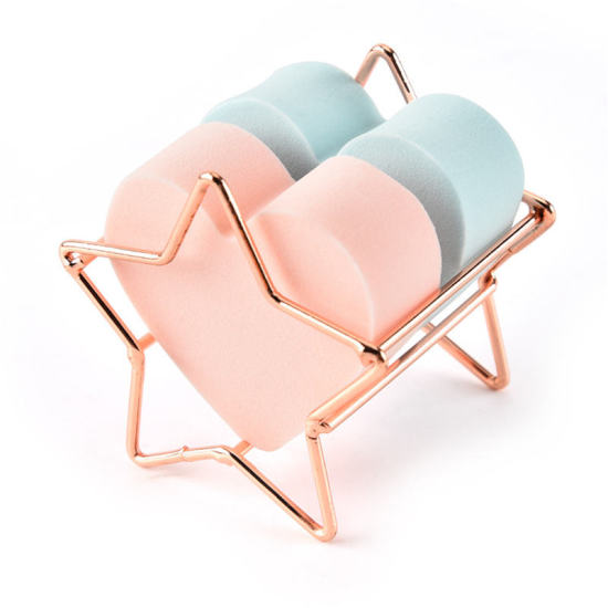 Picture of Titanium Steel Beauty Egg Shelf Storage Rack Square Rose Gold 52mm x 50mm, 1 Piece