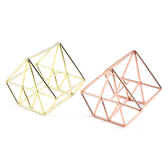 Picture of Titanium Steel Beauty Egg Shelf Storage Rack Square Rose Gold 52mm x 50mm, 1 Piece