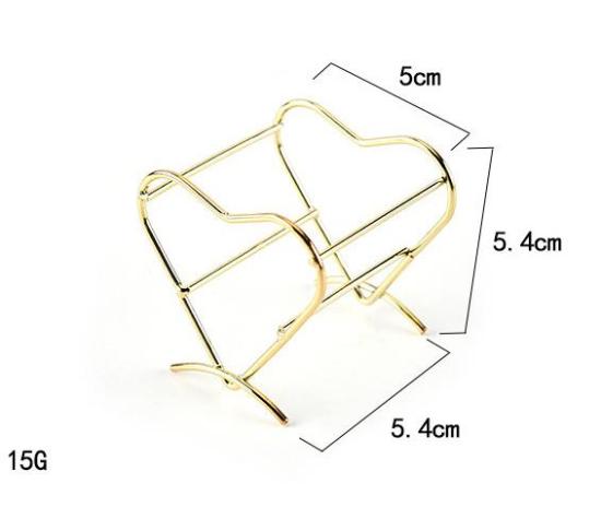 Picture of Titanium Steel Beauty Egg Shelf Storage Rack Heart Gold Plated 54mm x 50mm, 1 Piece