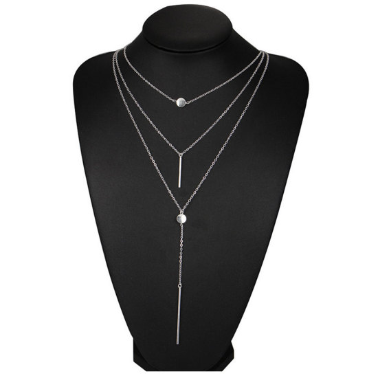 Image de Collier Multirang Argent Mat 1 Pièce