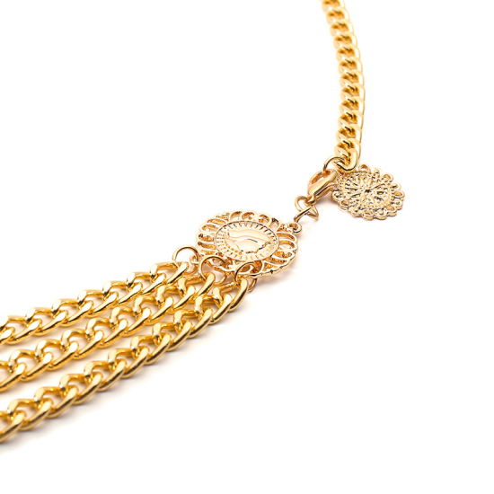 Bild von Körperkette für Taille Halskette Vergoldet Blumen Mehrschichtige 90cm lang, 1 Strang