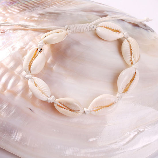 Picture of Shell Bracelets White Adjustable 18cm(7 1/8") long, 1 Piece