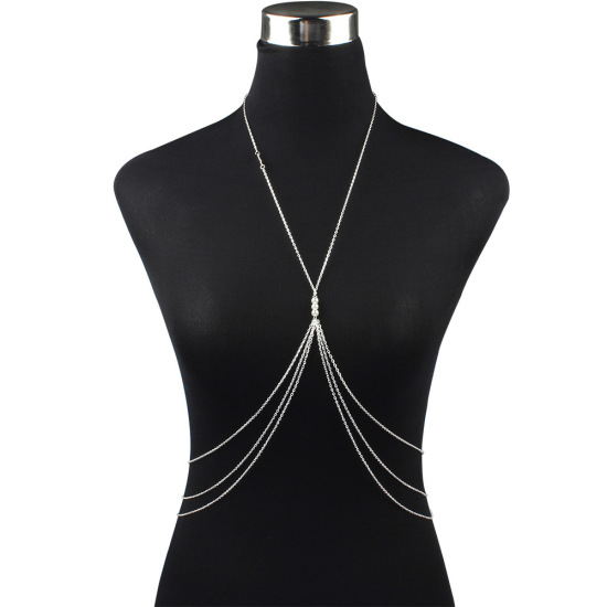 Picture of Body Chain Necklace Silver Tone Imitation Pearl 1 Piece