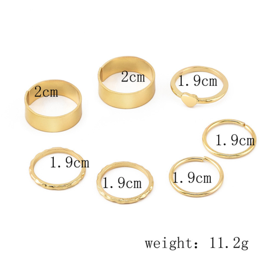 Picture of Rings Gold Plated Heart 20mm( 6/8")(US Size 10.25) - 19mm( 6/8")(US Size 9), 1 Set ( 7 PCs/Set)