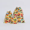 Picture of 1 Piece Canvas Drawstring Storage Bags Multicolor Rectangle Owl 32cm x 25cm