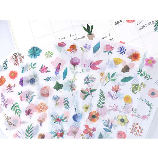 Picture of Paper DIY Scrapbook Deco Stickers Multicolor Flower 16cm x 9cm, 1 Set ( 6 PCs/Set)