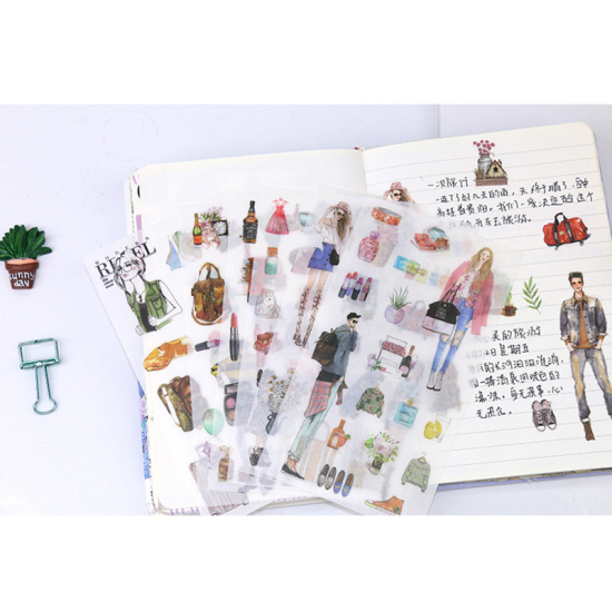 Picture of Paper DIY Scrapbook Deco Stickers Multicolor Girl Boy 16cm x 9cm, 1 Set ( 6 PCs/Set)