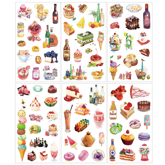 Picture of Paper DIY Scrapbook Deco Stickers Multicolor Cake Ice cream 16cm x 9cm, 1 Set ( 6 PCs/Set)