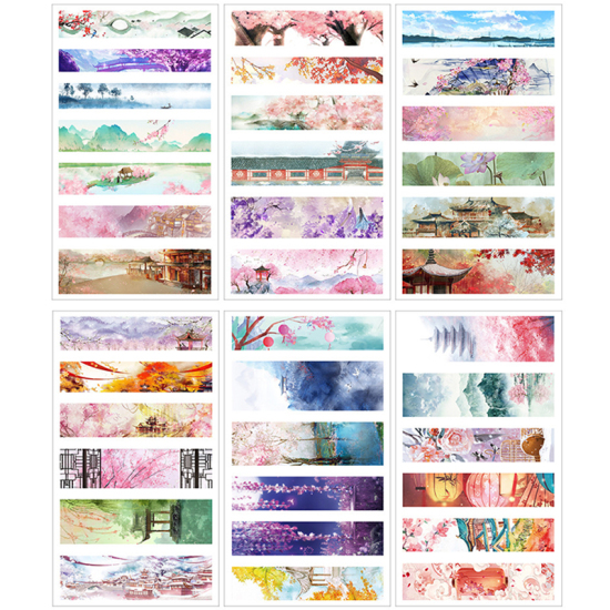 Picture of Paper DIY Scrapbook Deco Stickers Multicolor Natural Scenery 16cm x 9cm, 1 Set ( 6 PCs/Set)