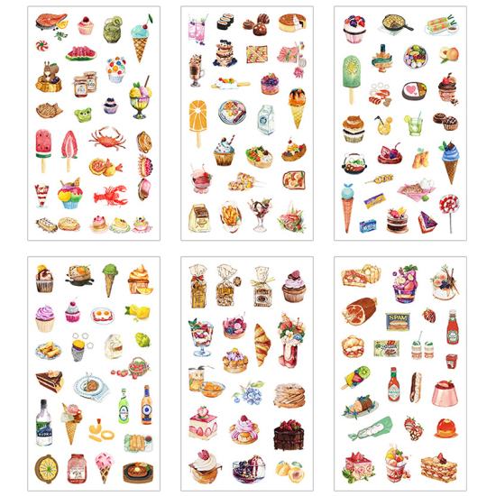 Picture of Paper DIY Scrapbook Deco Stickers Multicolor Cake Food 16cm x 9cm, 1 Set ( 6 PCs/Set)