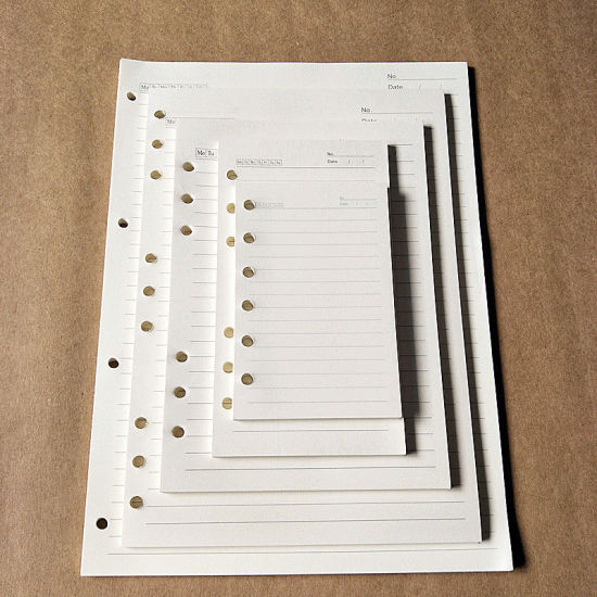 Bild von (B5 9 Löcher) (40 Blatt) Papier Notizbuch Innenseiten Füllstoff Spiral Binder Weiß 25.5cm x 17.5cm, 1 Stück