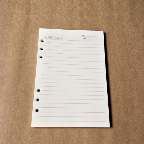 Bild von (A5 6 Löcher) (40 Blatt) Papier Notizbuch Innenseiten Füllstoff Spiral Binder Weiß 20.5cm x 14.2cm, 1 Stück