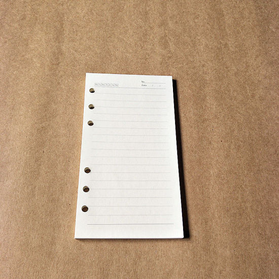 Bild von (A6 6 Löcher) (40 Blatt) Papier Notizbuch Innenseiten Füllstoff Spiral Binder Weiß 17.4cm x 9.5cm, 1 Stück