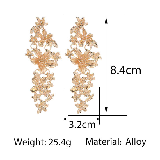 Picture of Earrings KC Gold Plated Flower 84mm x 32mm, 1 Pair