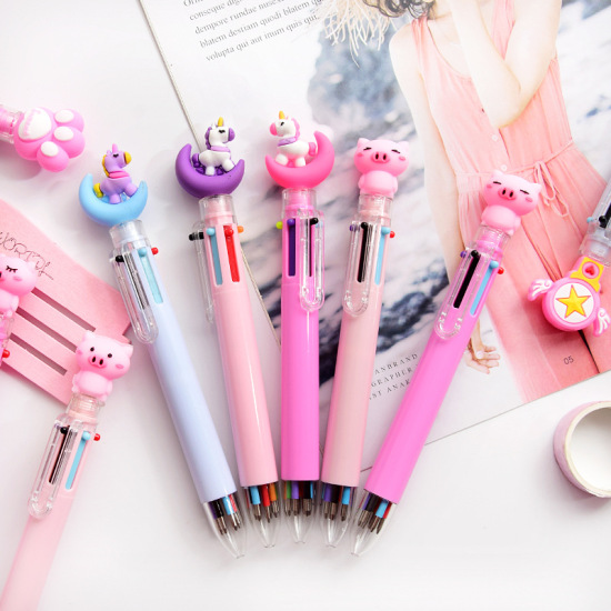 Picture of Plastic 6 Color Refill Multifunction Ball Point Pen Stationery Paw Claw Fuchsia 16.5cm(6 4/8") , 1 Piece