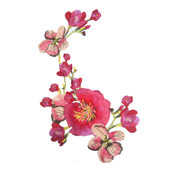 Picture of Polyester Embroidery Appliques Patches DIY Scrapbooking Craft Red Peony Flower 57cm x 33cm, 1 Piece