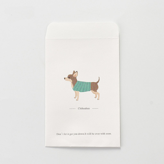 Bild von Kraftpapier Briefumschlag Rechteck Cyanblau Hund Muster 16cm x 11cm, 10 Stück