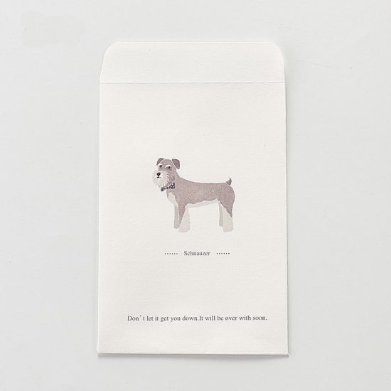 Bild von Kraftpapier Briefumschlag Rechteck Grau Hund Muster 16cm x 11cm, 10 Stück