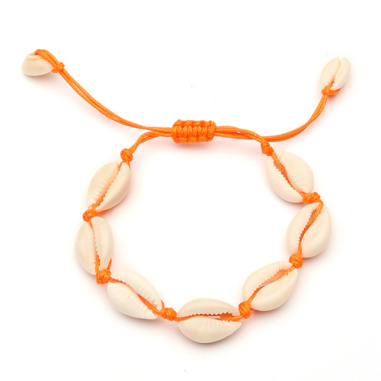 Picture of Shell Ocean Jewelry Bracelets Orange Woven 20cm(7 7/8") long, 1 Piece