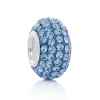 Picture of (Flaw Clearance Bulk Sale) Sterling Silver European Style Large Hole Charm Beads Round Lightblue Rhinestone About 12mm x 7mm( 4/8" x 2/8"), Hole:Approx 4.5mm, 1 PCs